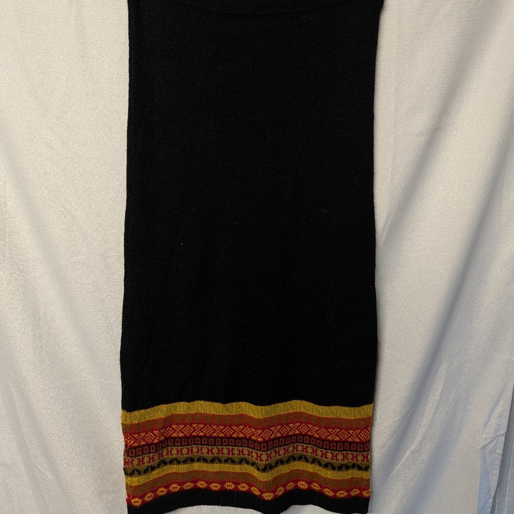 Peruvian Alpaca Black Fringe Poncho Sweater And Matching Maxi Skirt - Picture 10 of 16